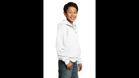Youth White Hooded Full-Zip Sweatshirt